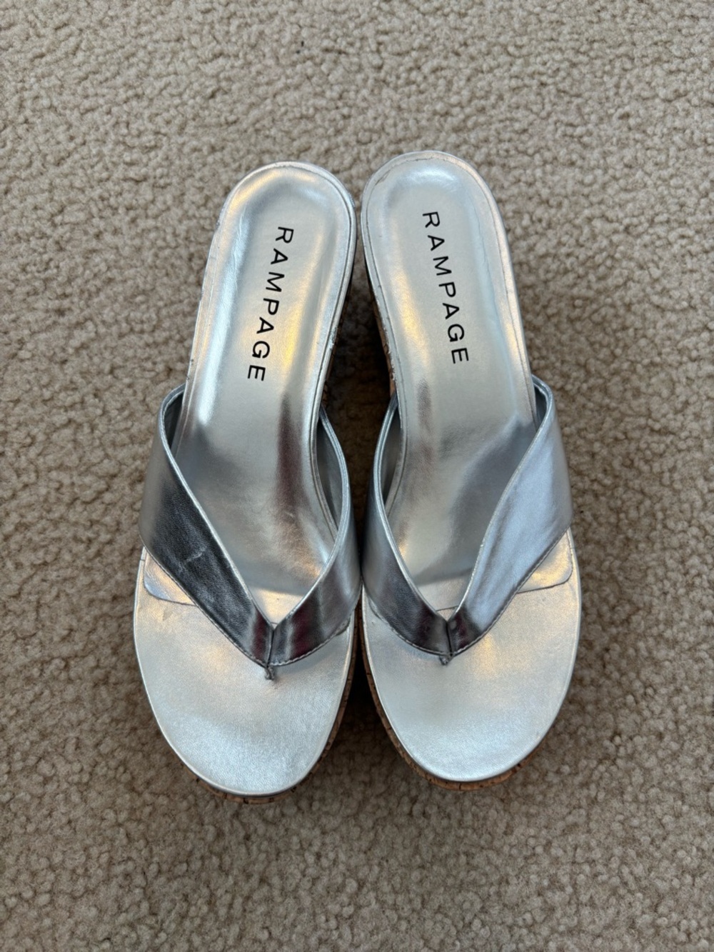 Rampage Women's Silver Slide Sandals Size 8
